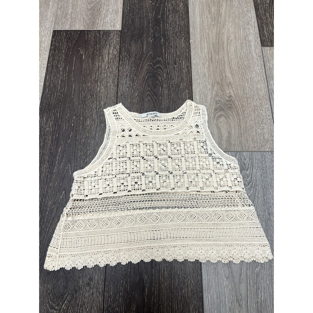 Acemi‎ cream crochet boho coastal cowgirl effortlessly chic Euro Summer M